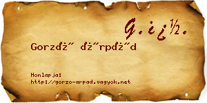 Gorzó Árpád névjegykártya
